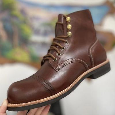 China Anti-Static Custom Handmade Shoes Goodyear Whip 8111 Martin Shoes seven-hole buckle lace dark wine red brown. for sale