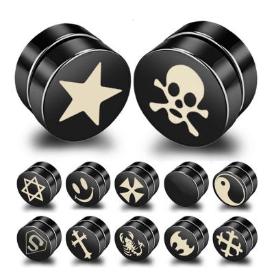 China TRENDY Magnetic Fashion Magnet Hip Hop No Piercing Earring Body Cross Black Stud Earrings Men for sale