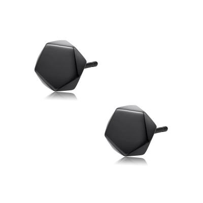 China 20022 TRENDY Korea Fashion Irregularity Geometry Unisex Statement Masculine Black Hip Hop Stud Earrings Men for sale