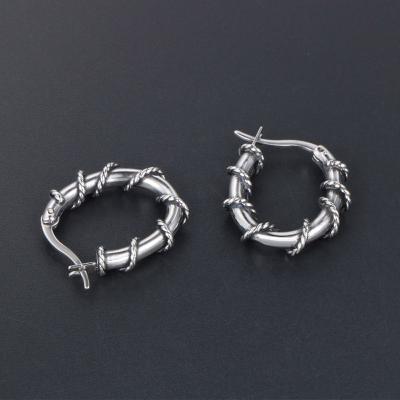 China 2022 TRENDY retro vintage earrings women lady hip hop snake twist stainless steel huggie earrings for sale