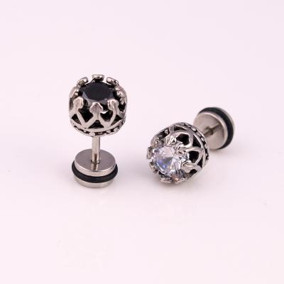 China 2022 fashion korea fashion stainless steel earring fake hio fashion vintage stainless steel diamond stud earring for men for sale