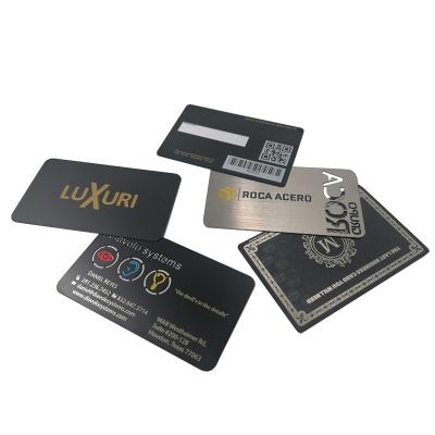 China Business wholesaler luxury creative black gold foil stainless steel metal printing business card with logo for sale