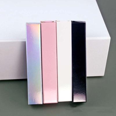 China Recycled Materials Wholesale Customize Logo Luxury Holographic Silver Lip Gloss Cardboard Cosmetic Paper Box for sale