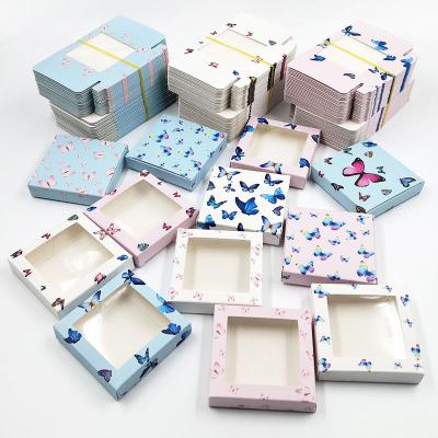 China Recycled Marble 3d Hair Eyelash Box Butterfly Packaging Materials Custom Empty Shape Window Clear Clear Black Paper for sale