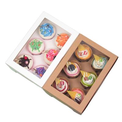 China Custom Packaging Recyclable Logs Tall Cup Cake Box With Window for sale