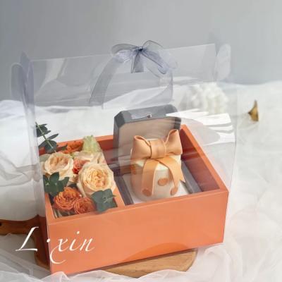 China Wholesale recyclable china waterproof custom clear transparent wedding rose gift box flowerbox cardboard box for flower for sale