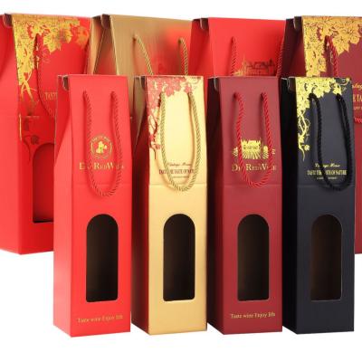 China Recyclable Porcelain Carry Paper Bag Window Coated Paper Wine Gift Bag for sale