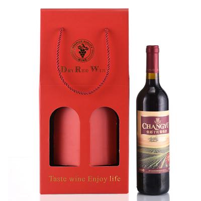 China Recyclable Custom Red Wine Paper Bag Kraft Paper Bag With Window for sale