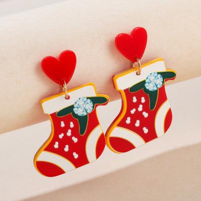 China Fashion Cute Wholesale Best Selling Cute Christian Tree Beaded Acrylic Earrings For Christmas for sale