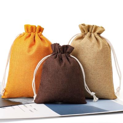 China Recyclable Colorful Eco-Friendly Jute Gift Twine Novation Bag Drawstring Packaging Pouch For Coffee Tea for sale