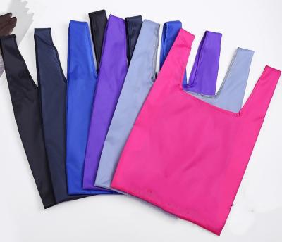 China Fold New Recycle Solid Color Polyester Eco Friendly Wholesale Folding Tote Bag For Shopping for sale