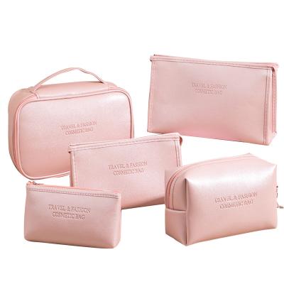 China Custom Eco-Friendly PU Large Capacity Promotional Travel Toiletry Cosmetic Bag Sets Organizer Makeup Pouch Case for sale