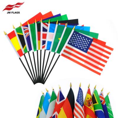 China Other Activities Wholesale 8.2*5.5 Inch Black Hand Held National Flags Baton World Cup Custom National Flags for sale