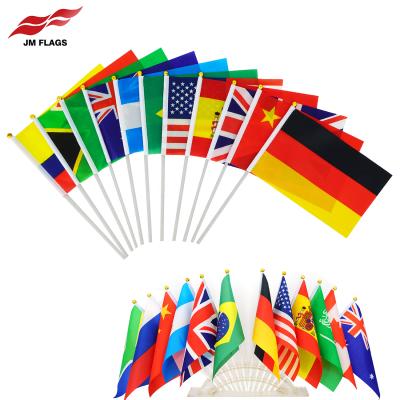 China Non-profit organizations wholesale cheap national hand flags 8.2*5.5 inch national decoration world cup hand stick flags for sale