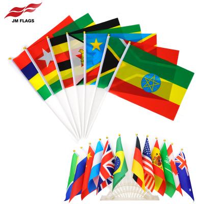 China Other Activities Wholesale 11*7.8 Inch National Hand Flags World Cup Events Hand Decoration National Stick Flags for sale