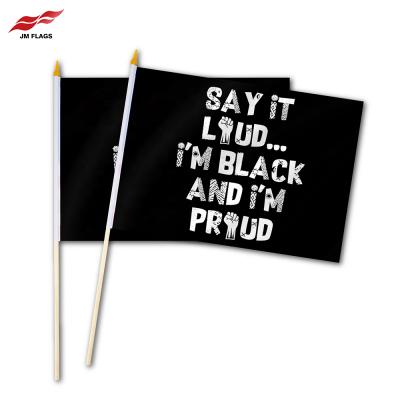 China Other Activities Custom Design 17.7*11.8 Inch Black Hand American Flags Parade Pride Day Black Lives Matter Stick Flags for sale