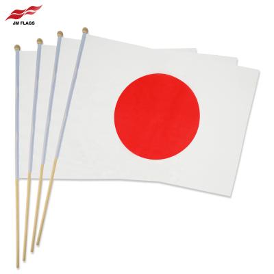 China Wholesale 11.8*17.7 Inch Durable 100% Polyester Stick Flags Decoration Polyester Japanese Japan Wooden Hand Flags for sale