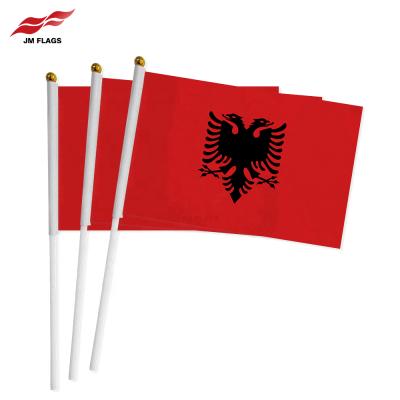 China Wholesale FLYING Hand Held Albania Flags Hand Flag Event Decoration Polyester Albania Stick Flags for sale