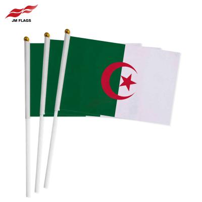 China Cheap Non-profit Organizations Algeria Hand Held Flags Hand Flag High Quality Decoration Polyester Algeria Stick Flags for sale