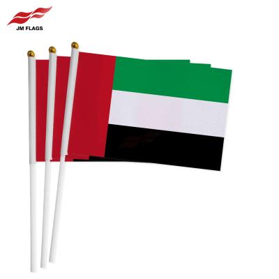 China Other Activities United Arab Emirates UAE Flags Cheap Hand Held Hand Flag Decoration Polyester Stick Flags for sale