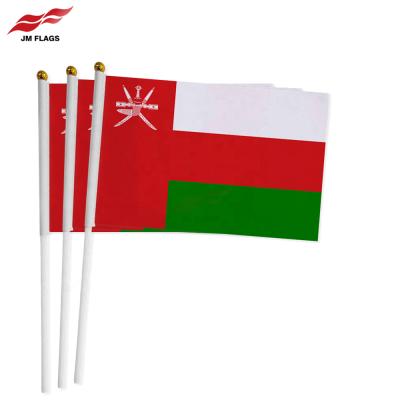 China Other Activities Cheap Hand Held Oman Flags Hand Flag Festival Decoration Polyester Oman High Quality Stick Flags for sale