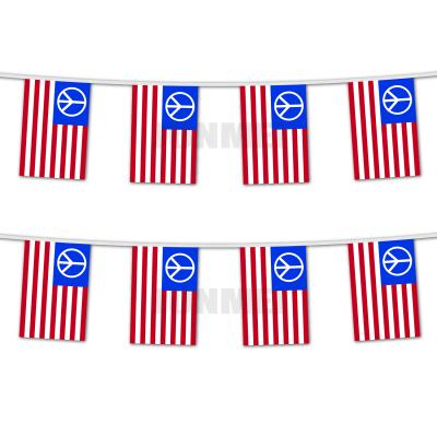 China Custom Pennant Design 11*7.8 Inch USA Peace Brand New Decorative 26 ft Peace String Flags America Peace Day for sale