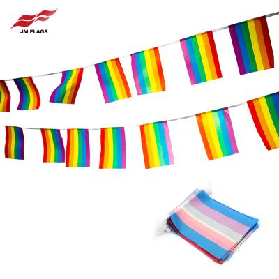 China Events Strips Wholesale Polyester LGBT Gay Running Pennant Decorations Party Flags String Rainbow Pennants for sale