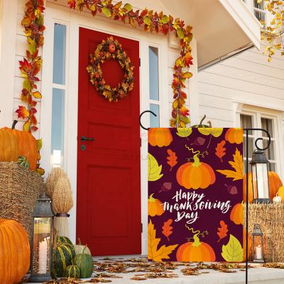 China Waterproof 12*18 Inch Thanksgiving Day Decoration Cheap Custom Holiday Yard Flags Thanksgiving Garden Flags for sale