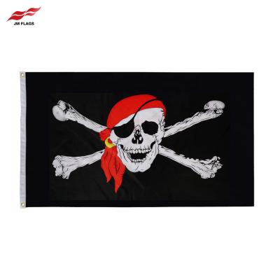 China No Fade Wholesale 3*5 ft Pirate Banner Jolly Roger Flag Halloween 100% Polyester No Fade Pirate Flags for sale