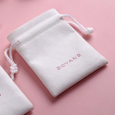 China Recyclable Custom Logo Printed Small Pouch Bag Microfiber Drawstring Jewelry Bag for sale