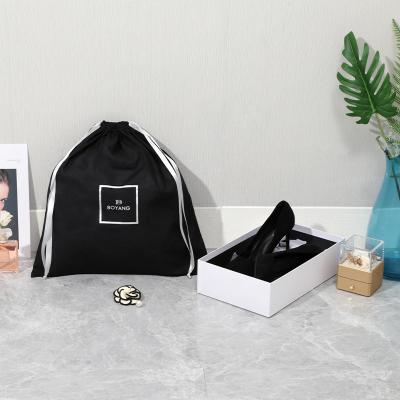 China Cosmetic/Gift & craft/jewelry & Watch & Eyewear Custom Printed Recycled Black Organic Cotton Canvas Drawstring Dust Shoes Women Bag With Logo for sale