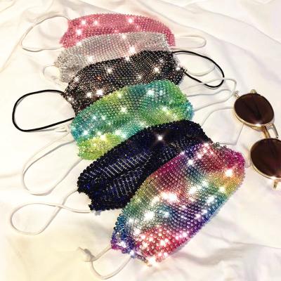 China 2022 New Luxury Bling Diamond Decoration Shiny Rhinestone Face Cover Party Mask For Night Club Party Disco Decoration for sale