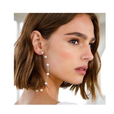 China New FASHIONABLE Boho White Pearl Round Hoop Earrings Women Gold Color Statement Jewelry Wholesale Cheap Earings for sale