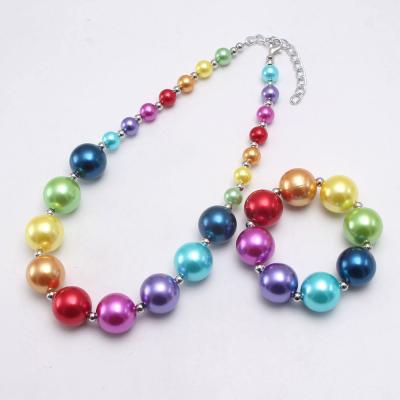 China Cute Rainbow Kids Colorful Chunky Bead Necklace Child Kids Kids Jewelry For Babies for sale