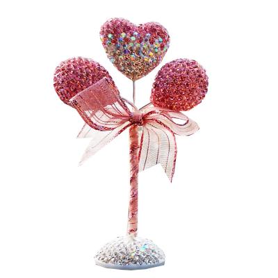 China Creative Cute Crystal Car Decoration Rhinestone Fancy Bling Diamond Heart And Round Shape Balloon Decoration Ornament for sale