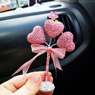 China Fancy Car Accessories Balloon Crystal Heart Shaped Gradient Dashboard Decor Decoration Interior Stickers Wedding Car Decoration for sale