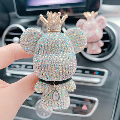 China New Car Accessories Cute China-chic Diamond Bear Car Auto Vent Clip Air Freshener Scent Diffuser Interior Decoration Solid Women for sale