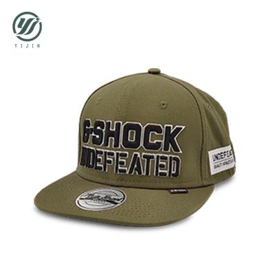 China COMMON Flat Brim Hip Hop Embroidery Funny Army Green Snapback Hat for sale