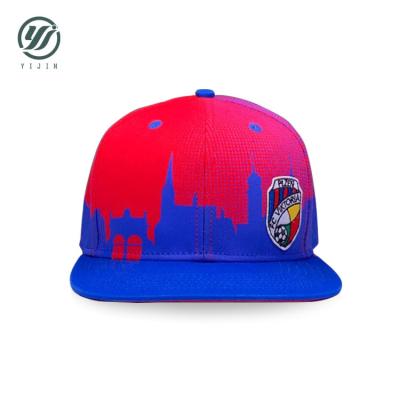 China COMMON custom sublimation printed brim cap applique snapback flat cap with patch to decorate for sale