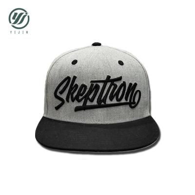 China Wholesale COMMON Embroidery Logo Flat Brim Hat Create Your Own Custom Print Gray Snapback Cap for sale