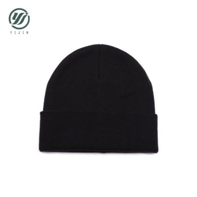 China Custom 100% JOINT Acrylic Beanie Hats Winter Hat Solid Black Men Knit Hats for sale