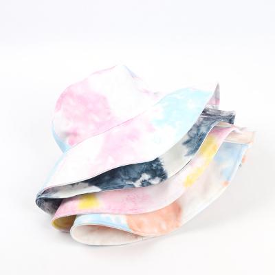 China Wholesale Character Design Your Own Hats Overflow Women Tie Dye Printing Bucket Hat String for sale