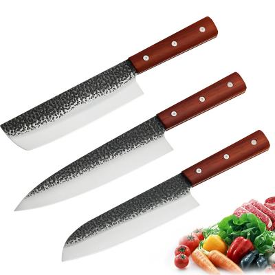 China Handle Disposable Mahogany Kitchen Knife Set Damascus Chef Knife Stainless Steel Knife for sale