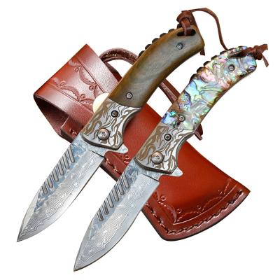 China Hot Selling Good Quality Non-variable Damascus Knife Camping Hunting Folding Knife for sale