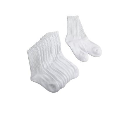 China EVAN-A 619 QUICK DRY 100% Cotton Kids Schoolboy Plain White Socks for Kids for sale