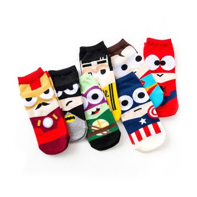 China Anime Character Antibacterial Superhero Design Cotton Antibacterial Fashionable Cute Cool Women Cartoon Superhero Ankle Socks Novelty Novelty Short Socks For Women for sale