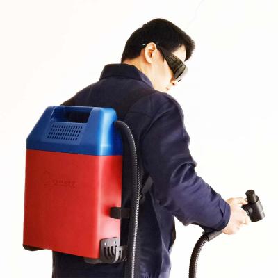 China 50 Watt Stainless Steel Backpack Fiber Laser Cleaning Machine for Outdoor Rust Deck/Wall Graffiti Removal for sale