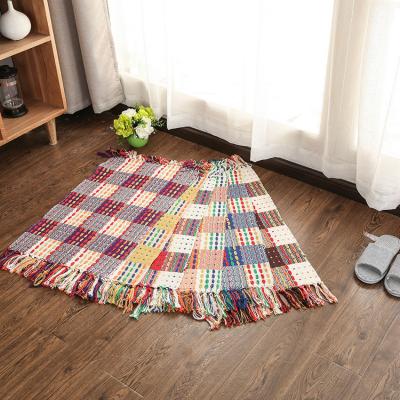 China Mat Weave Area Hand Knotted Anti-Slip Washable Blankets Floor Living Room Cotton Handmade Blanket for sale