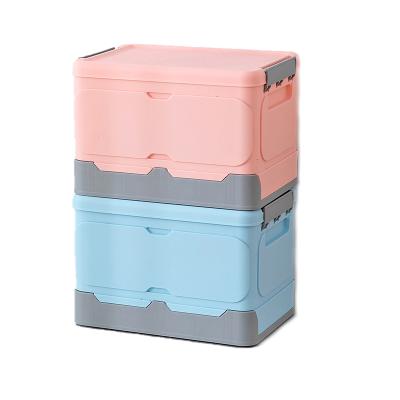 China Sustainable Home Plastic Stacking Portable Folding Place Organization Book Crate Storage Boxes for sale