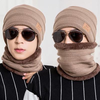 China JOINT 2 Pieces Set Warm Dad Mens Winter Hat Scarf Beanie Bennie Hats For Men for sale